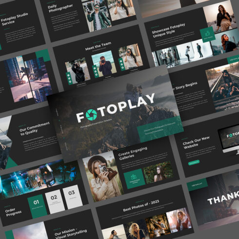 Fotoplay-Photography PowerPoint Template cover image.