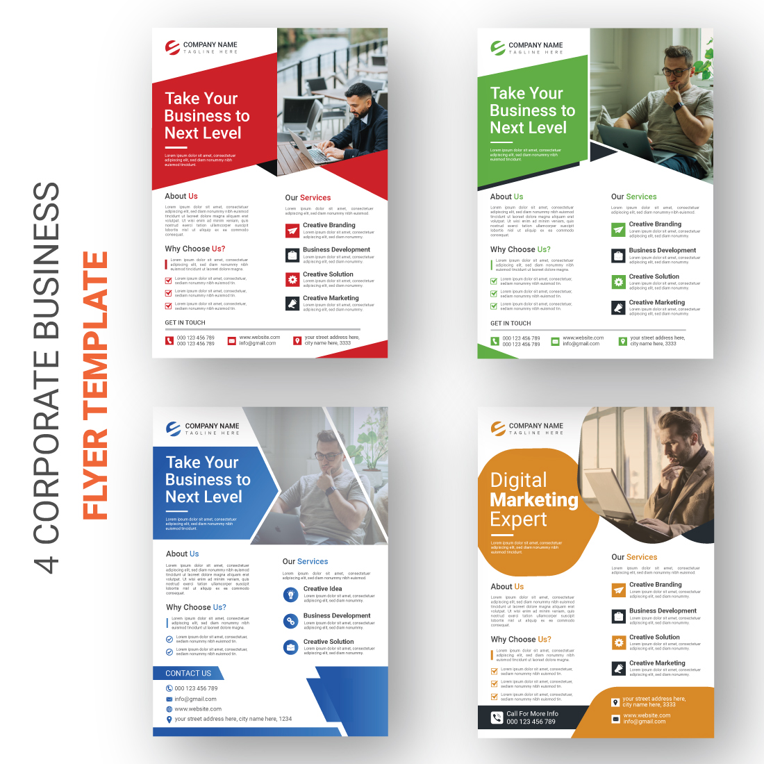4 Corporate Business Flyer Bundle preview image.