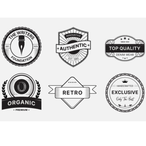 Set Of Monochrome Retro Logo Vector Emblems cover image.