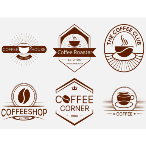 Set Of Monochrome Coffee Logo Vector Emblems cover image.