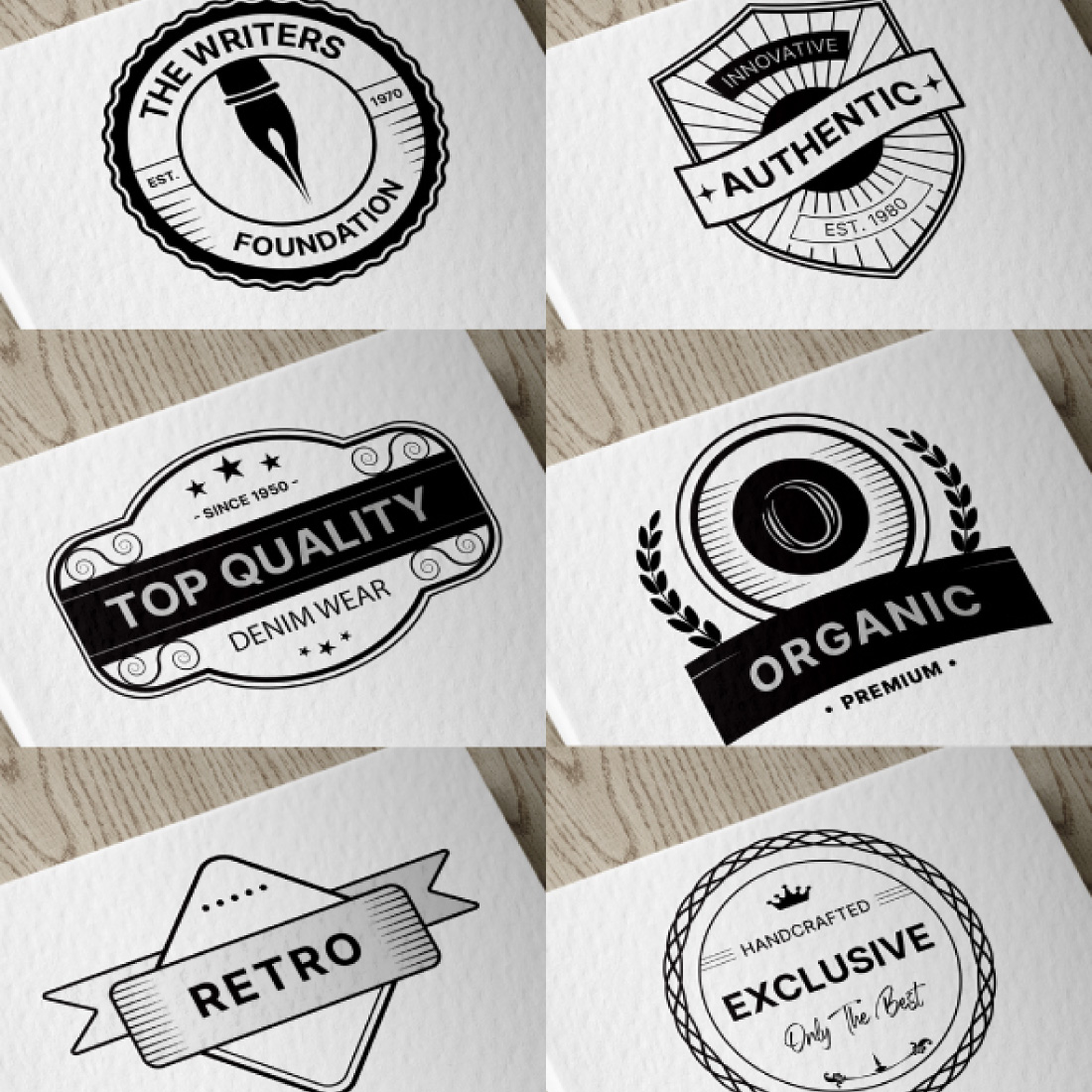 Set Of Monochrome Retro Logo Vector Emblems preview image.