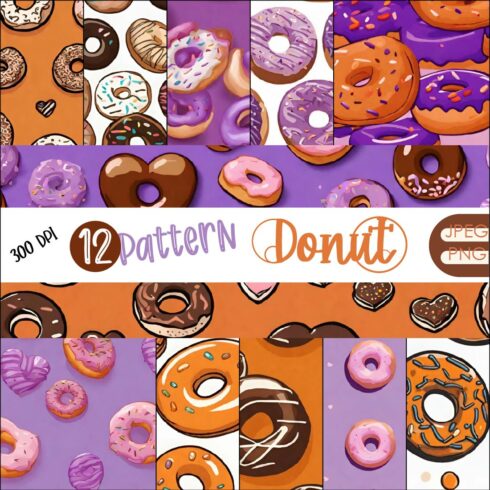 12 Seamless Pattern Cute Donut ONLY $8 !!! cover image.