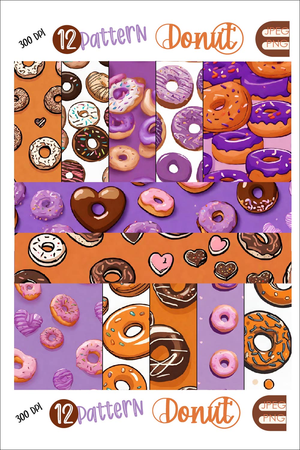 12 Seamless Pattern Cute Donut ONLY $8 !!! pinterest preview image.