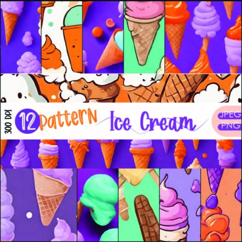 12 Pattern Seamles Cute Ice Cream ONLY $8 cover image.