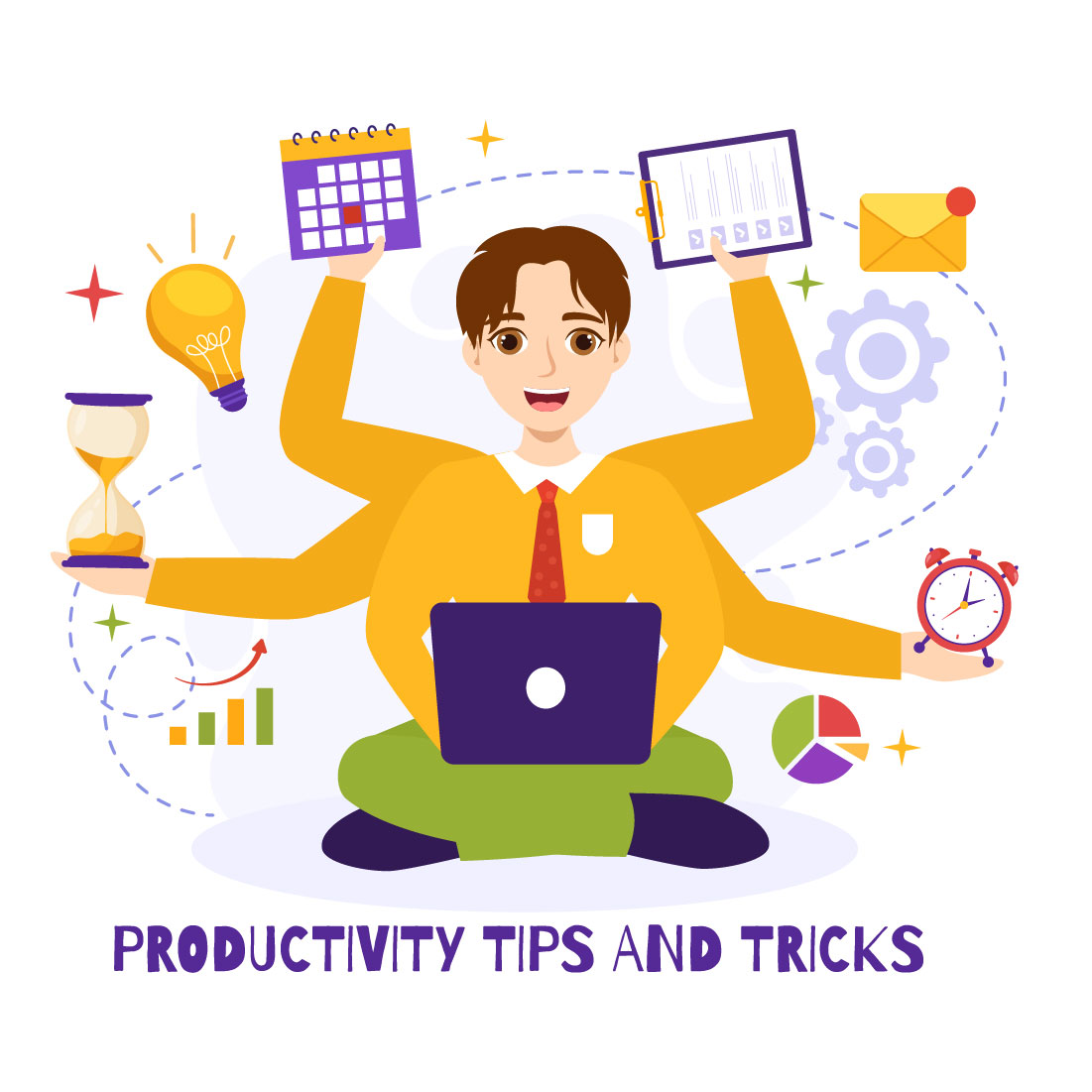 13 Productivity Tips and Trick Illustration preview image.