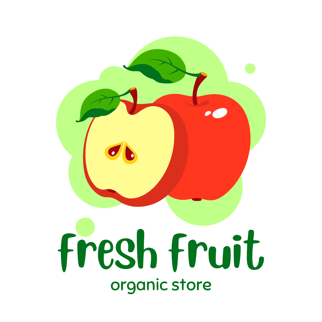 red green apple fruit organic store logo 776