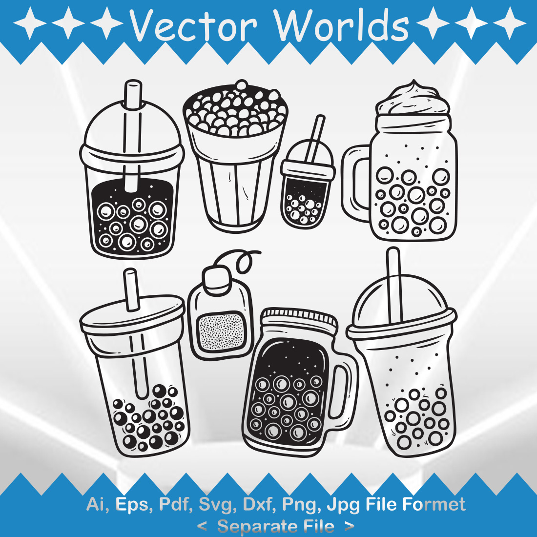 Bubble Tea SVG Vector Design preview image.