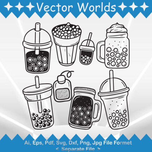 Bubble Tea SVG Vector Design cover image.