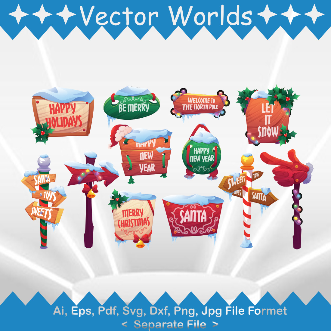 Christmas Signboard SVG Vector Design cover image.