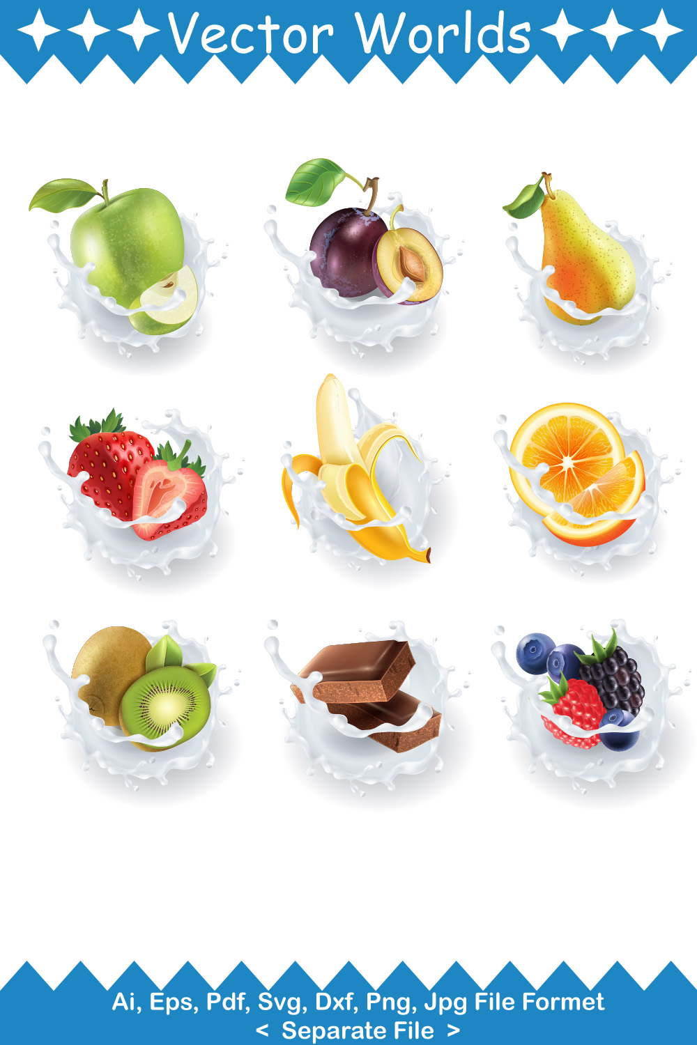 Fruits Milk SVG Vector Design pinterest preview image.