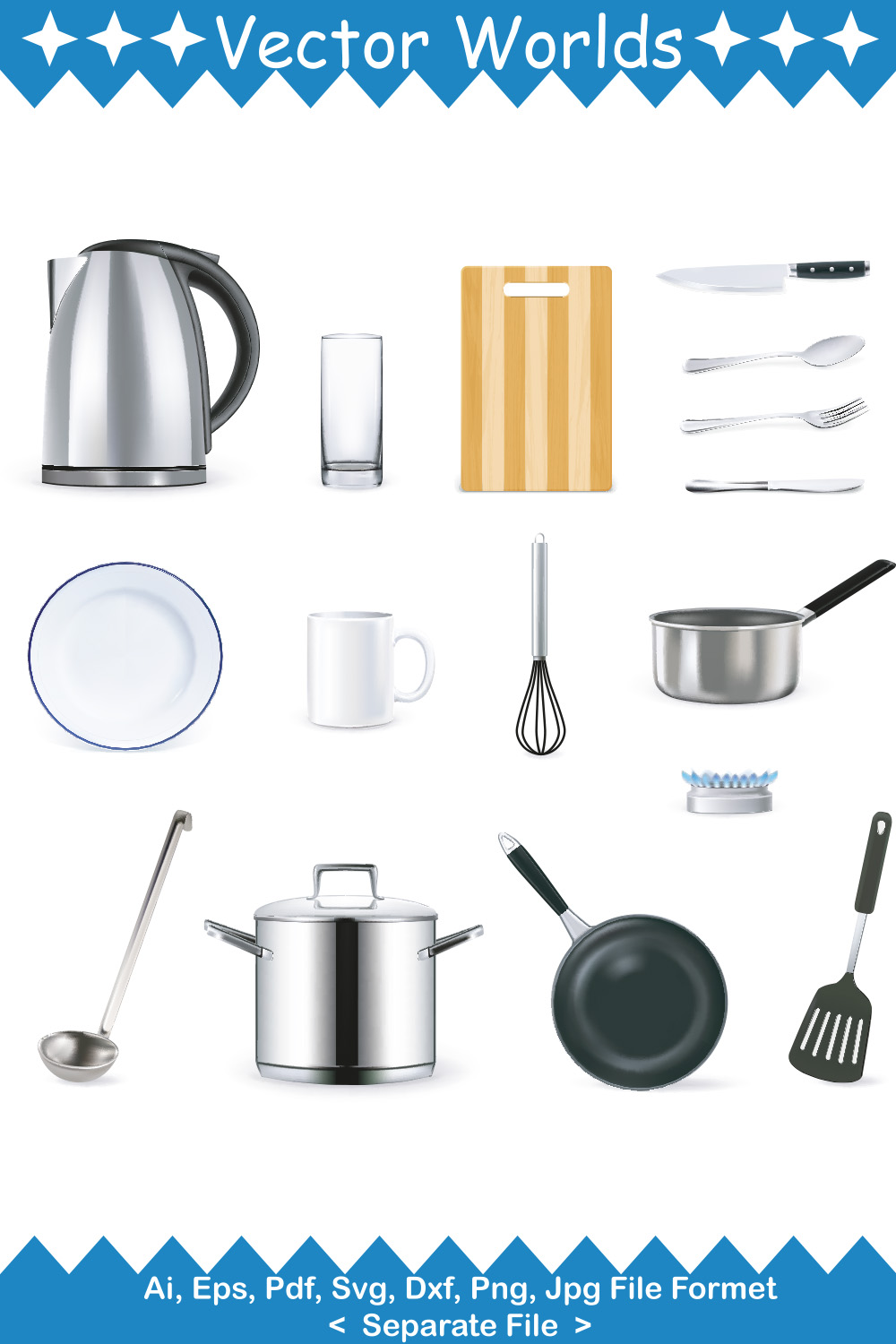 Kitchen SVG Vector Design pinterest preview image.