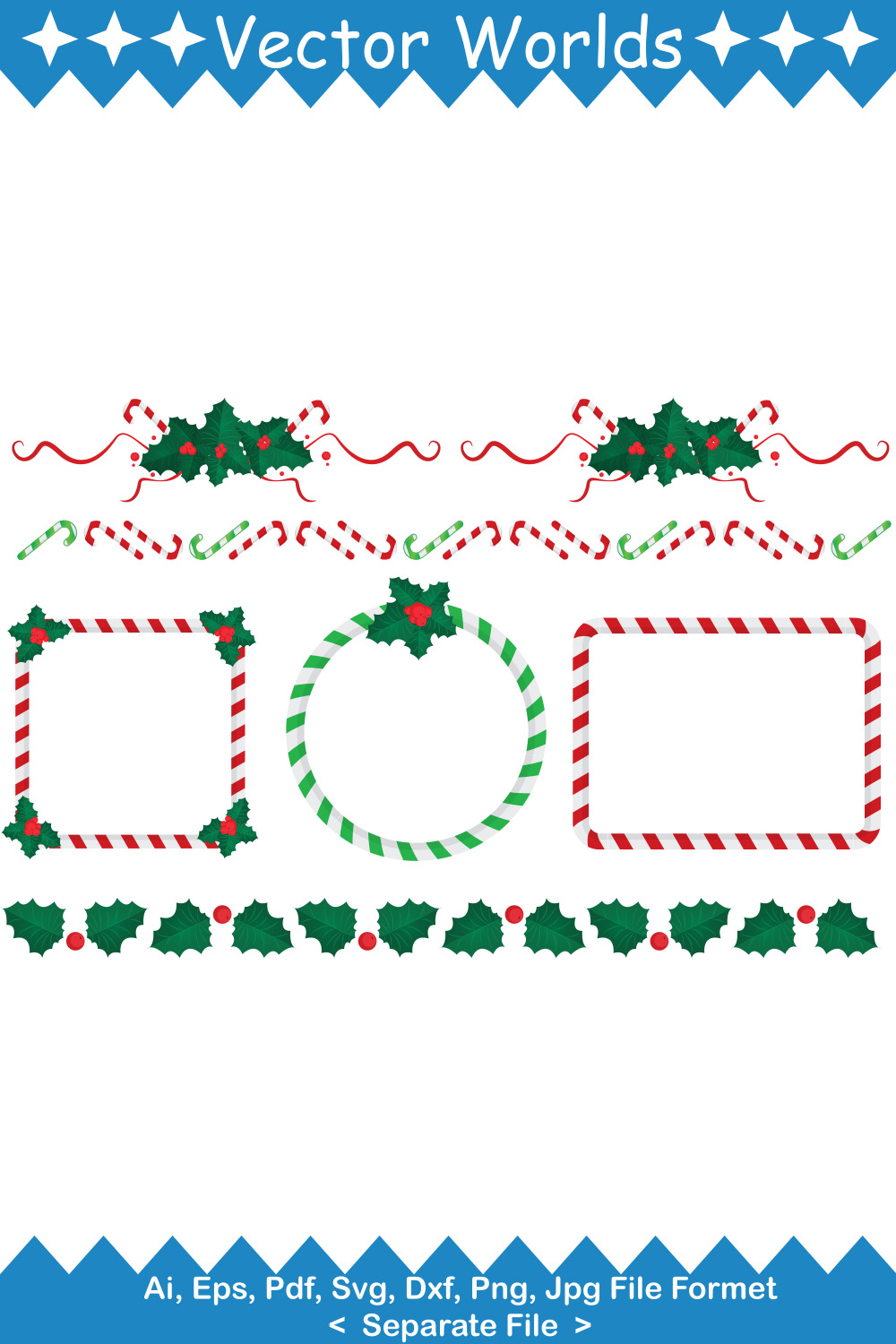 Christmas Frame SVG Vector Design pinterest preview image.