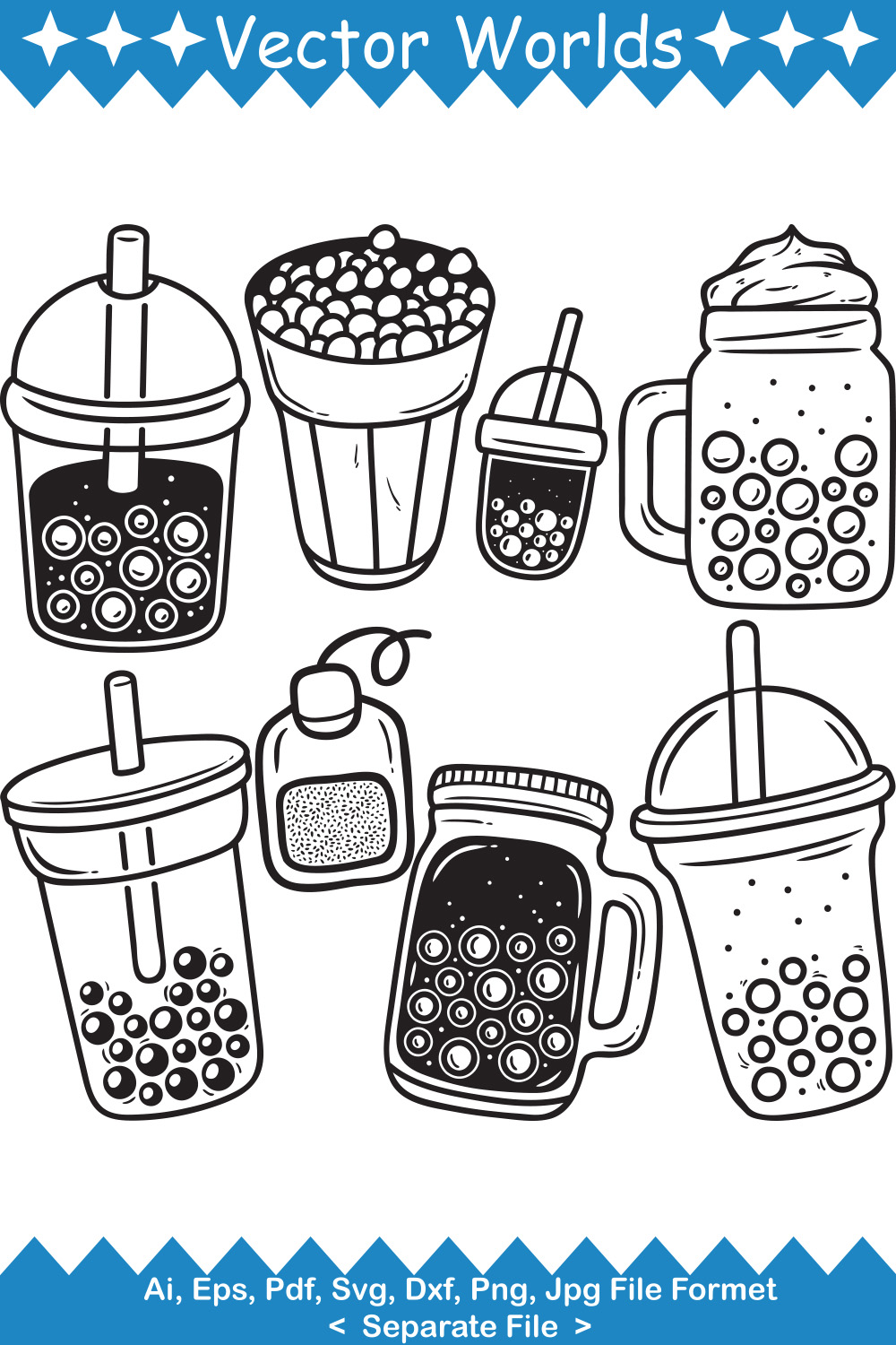 Bubble Tea SVG Vector Design pinterest preview image.