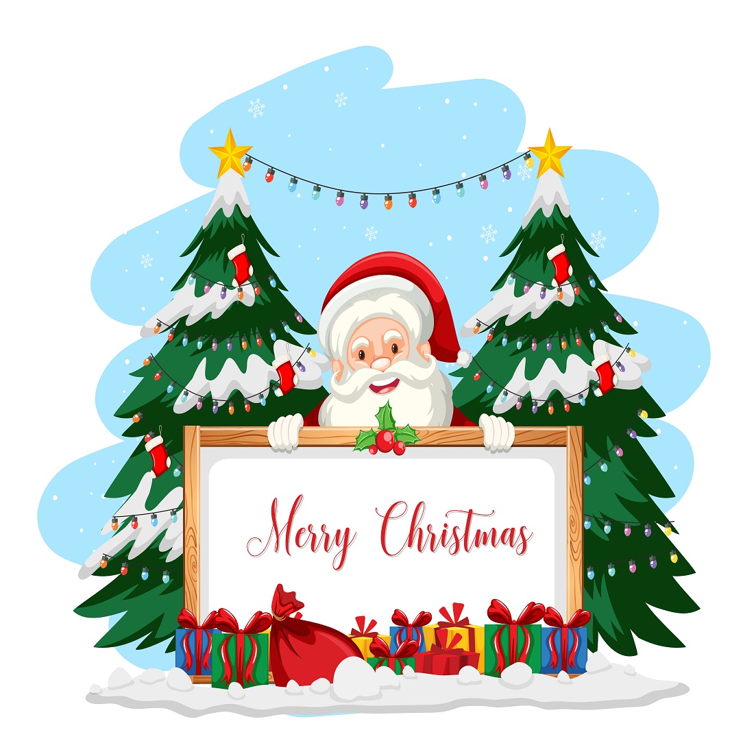santa claus with merry christmas sign 682