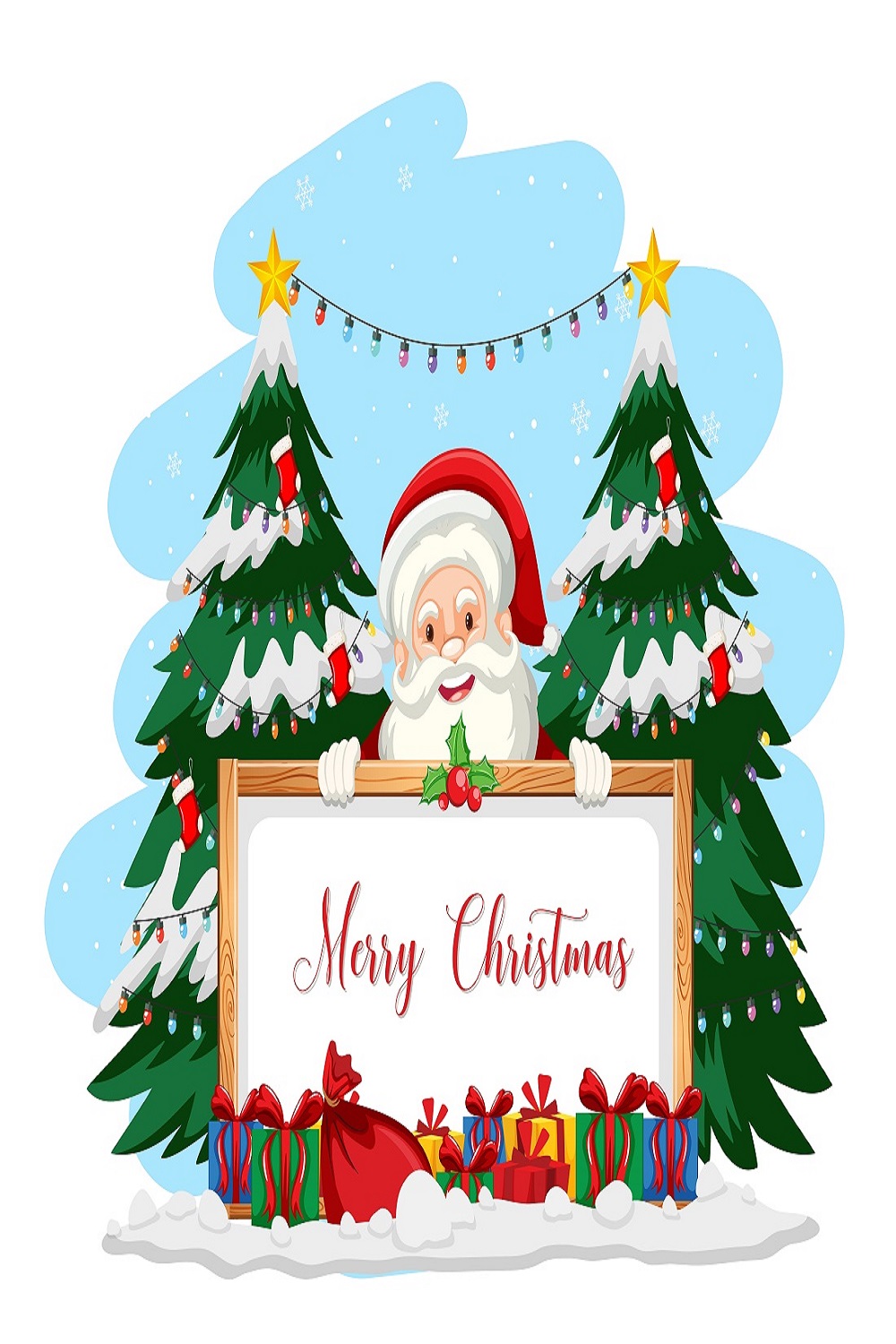Santa Claus with merry Christmas pinterest preview image.