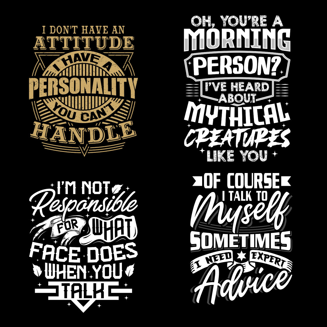 Sarcastic Quotes, Humorous funny saying t shirt design preview image.