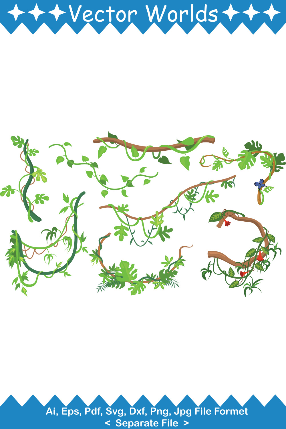 Jungle Plant SVG Vector Design pinterest preview image.