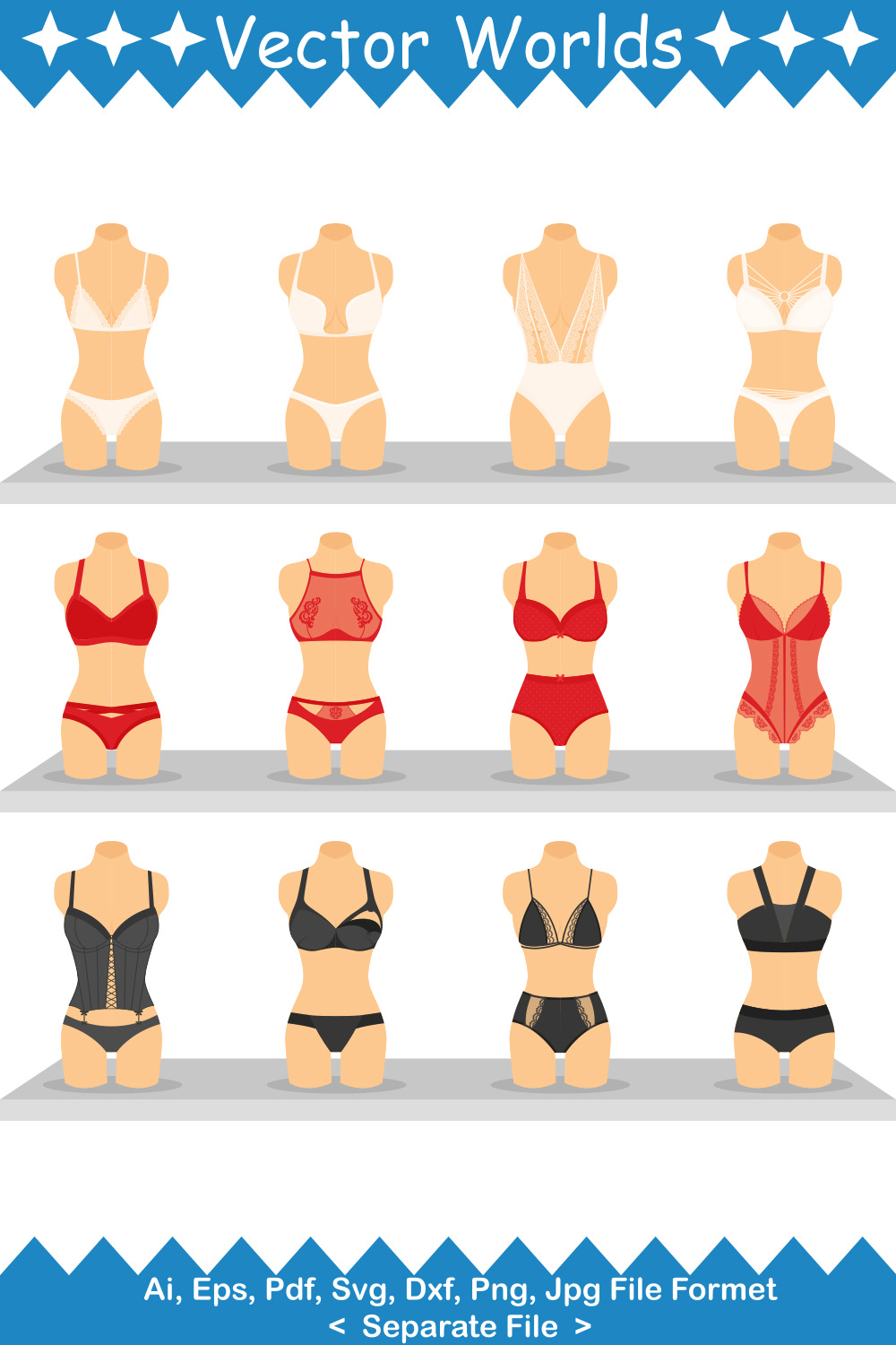 Fashion Lingerie SVG Vector Design pinterest preview image.