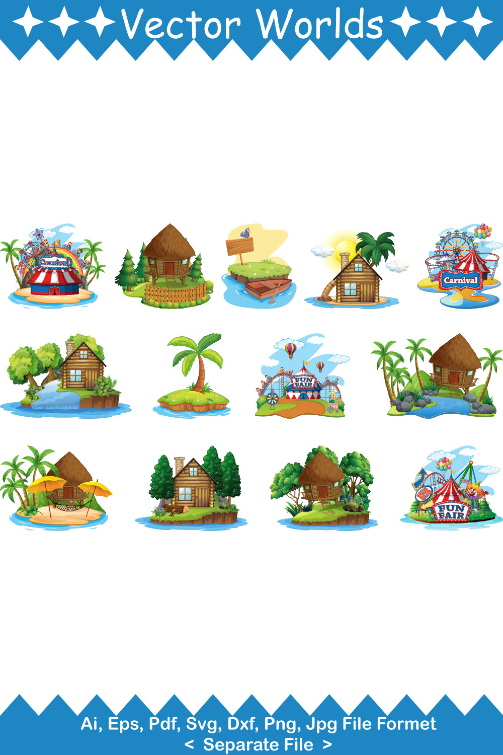 Island Scenery SVG Vector Design pinterest preview image.