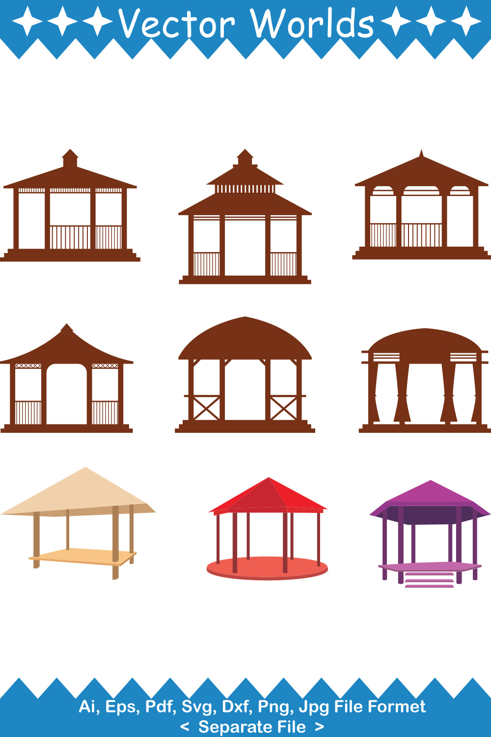 Gazebo SVG Vector Design pinterest preview image.