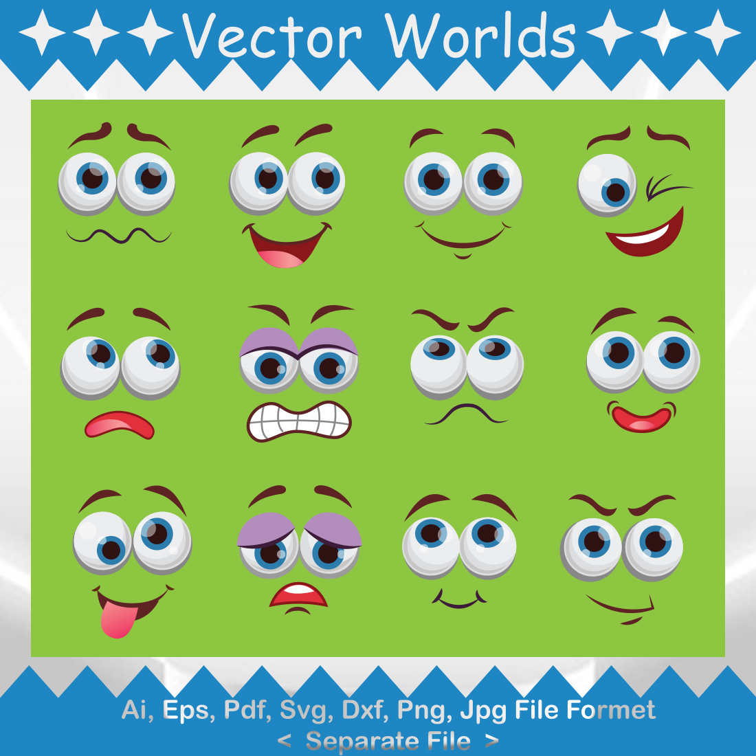 Comic Face SVG Vector Design preview image.