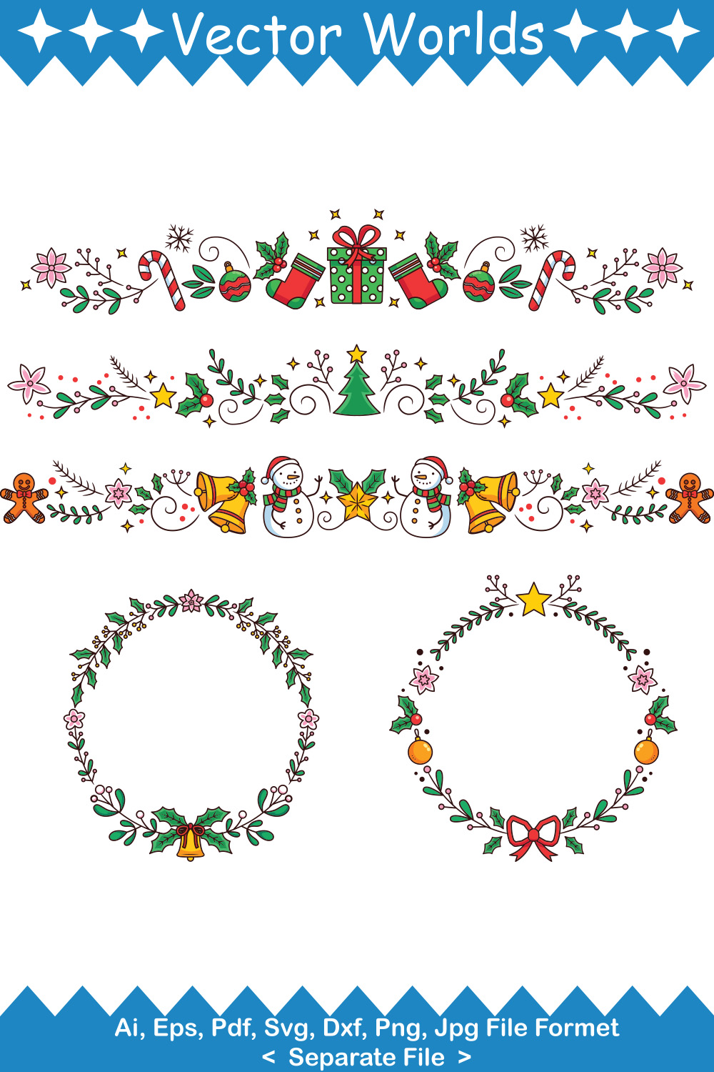 Christmas Frame SVG Vector Design pinterest preview image.