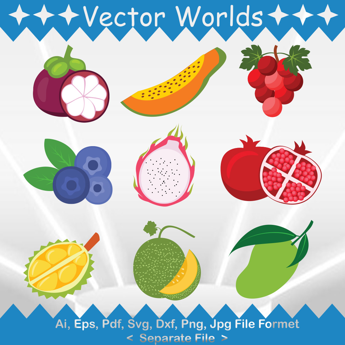 Fresh Fruit SVG Vector Design preview image.