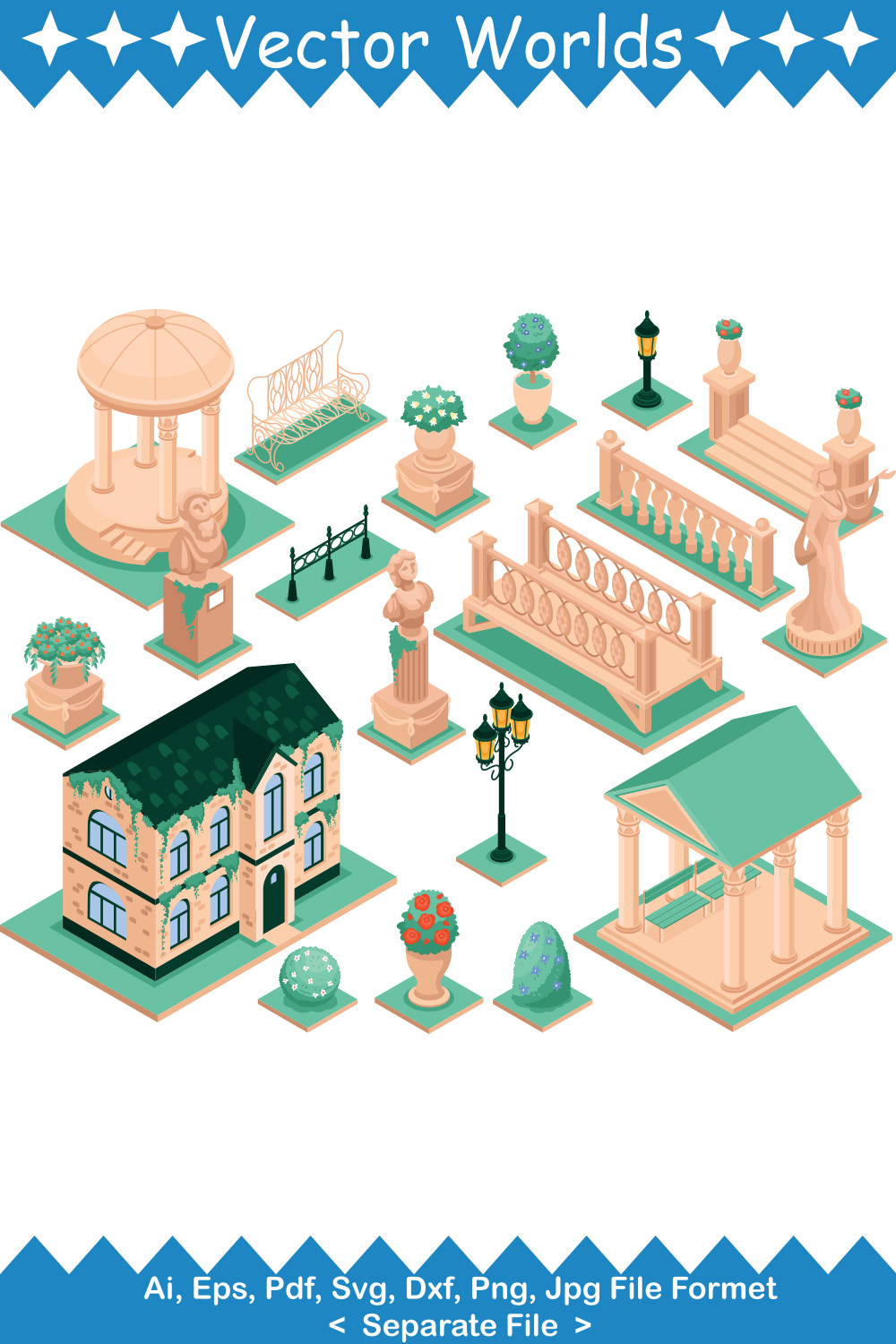 House Garden SVG Vector Design pinterest preview image.