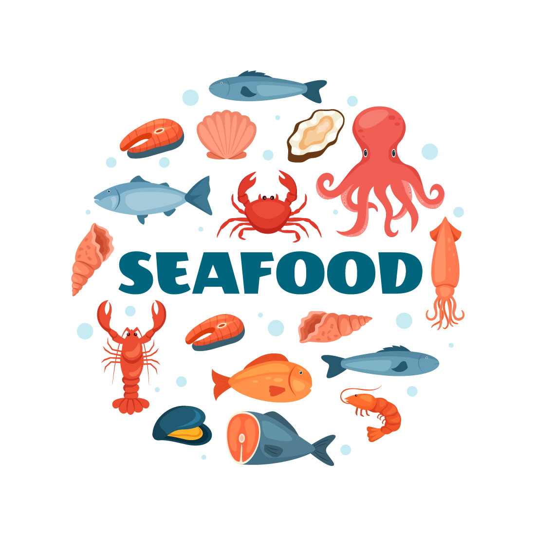 14 Seafood Market Illustration preview image.