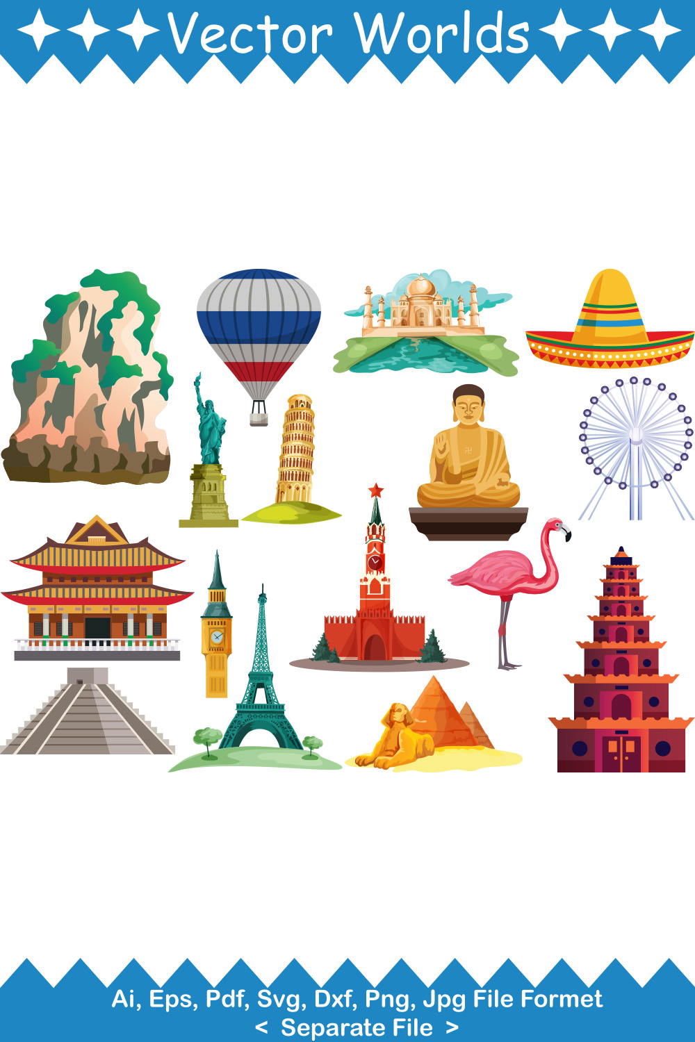 Landmarks SVG Vector Design pinterest preview image.