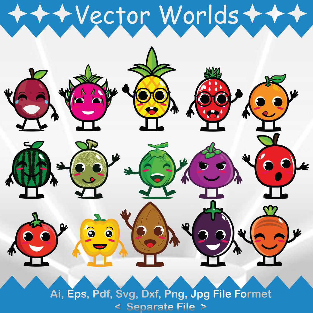 Food Face SVG Vector Design preview image.