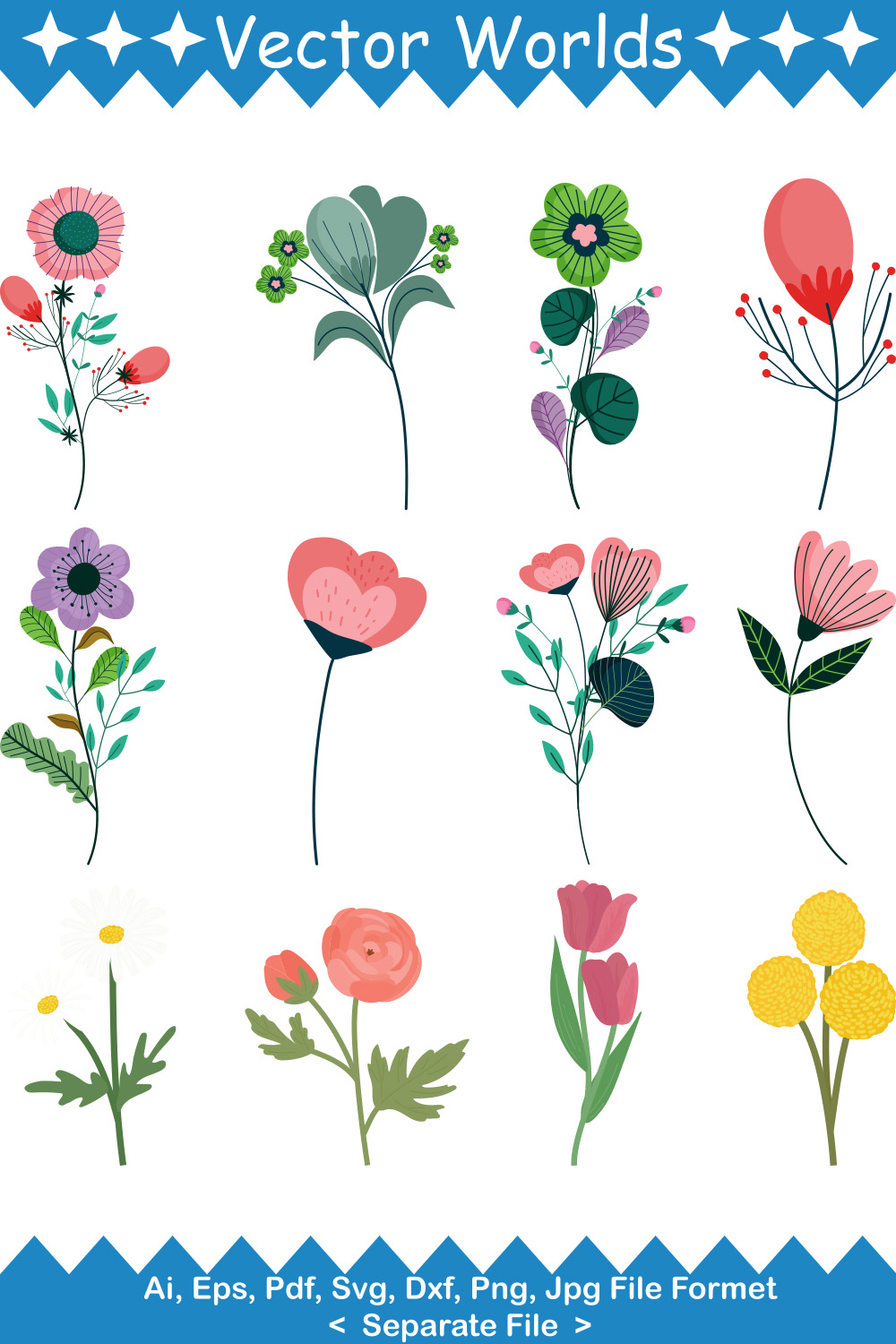 Flower SVG Vector Design pinterest preview image.