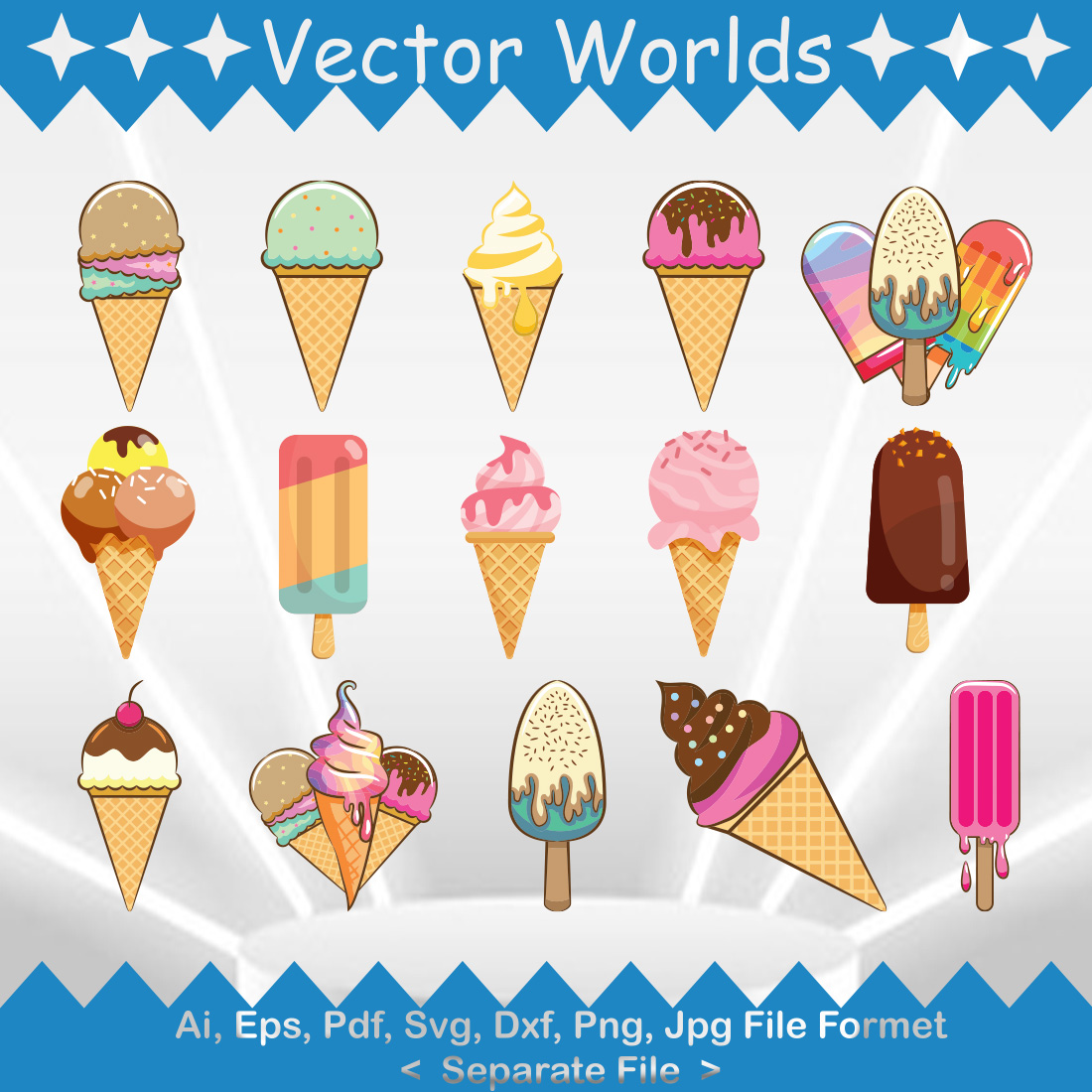 Ice Cream SVG Vector Design preview image.