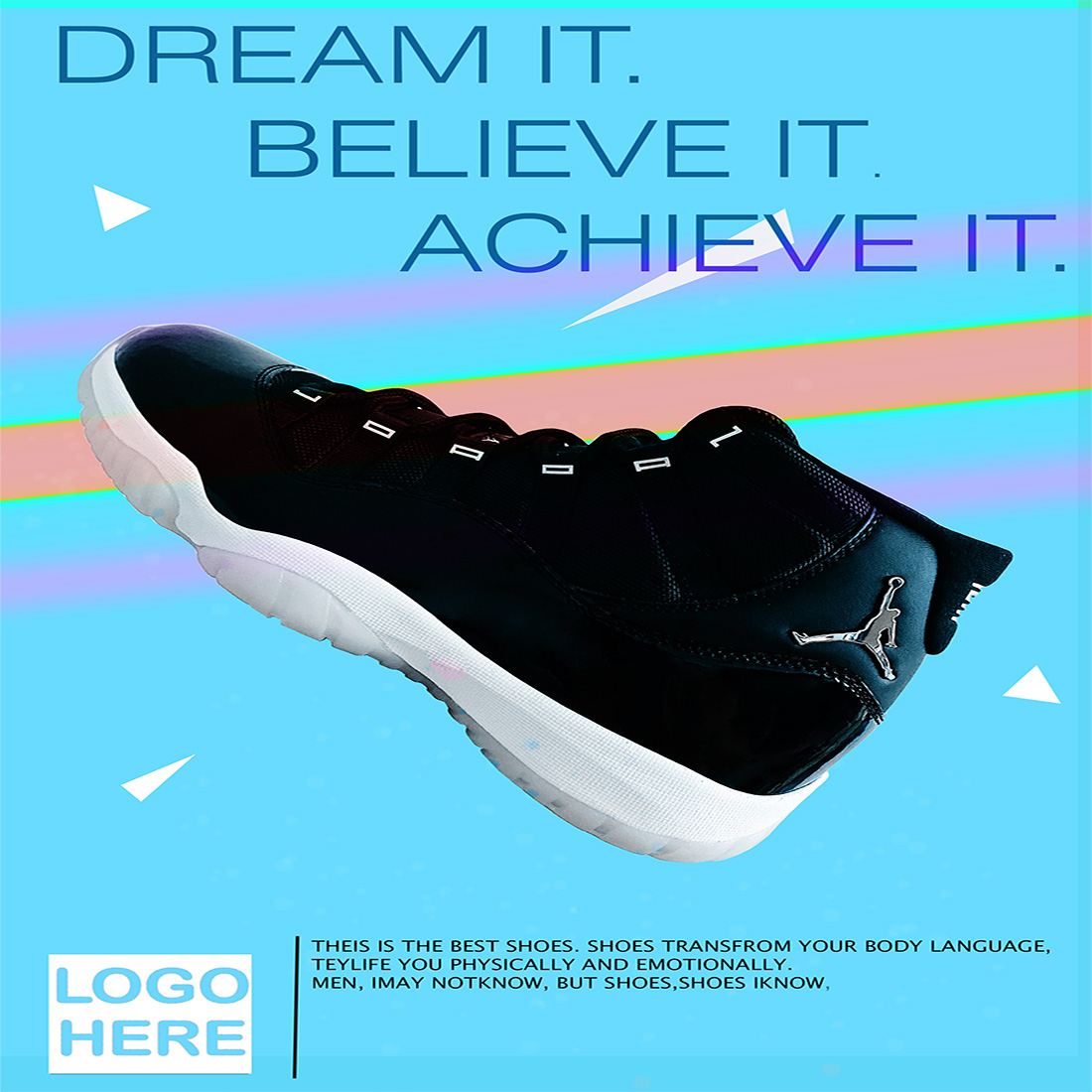 Fashion sports shoes social media post preview image.