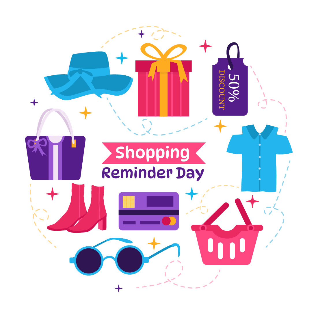 10 Shopping Reminder Day Illustration preview image.