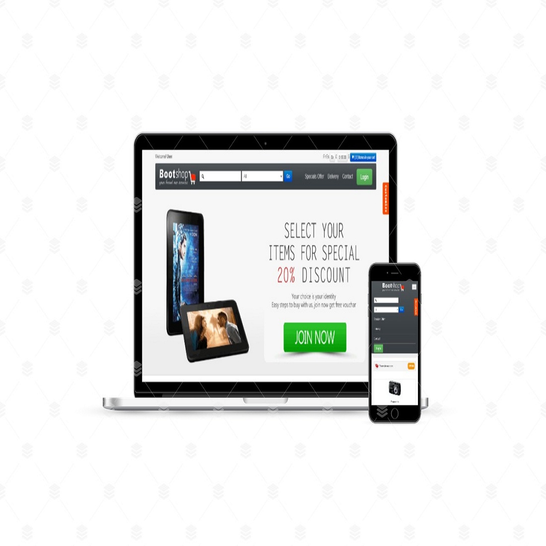 HTML5 Responsive Bootstrap Shop Cart Template preview image.