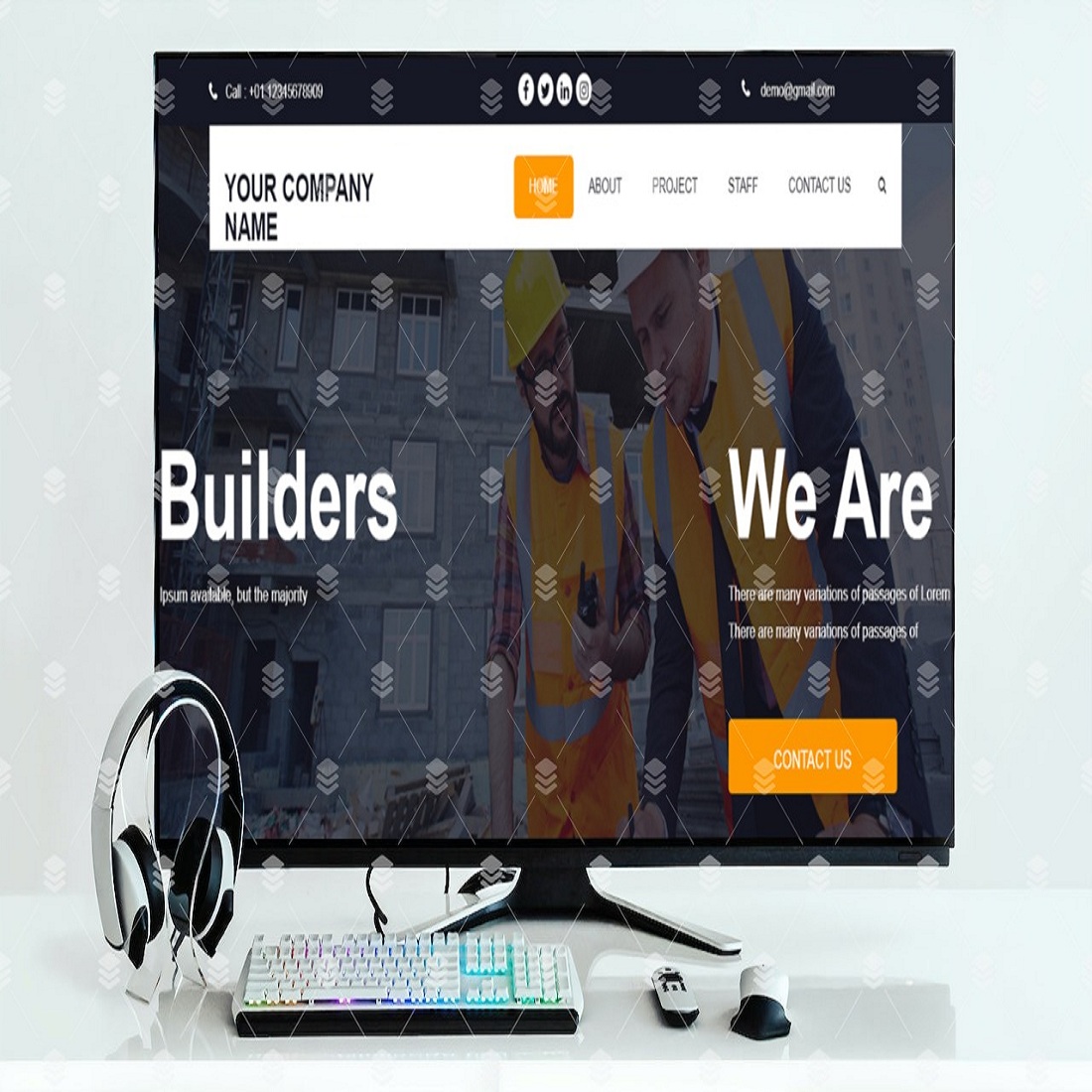 HTML5 Responsive construction-company-builders website-html -template preview image.