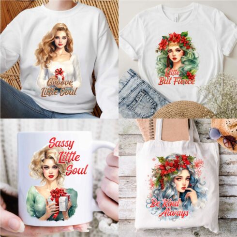 No Classical Christmas Girl Sublimation PNG Bundle cover image.