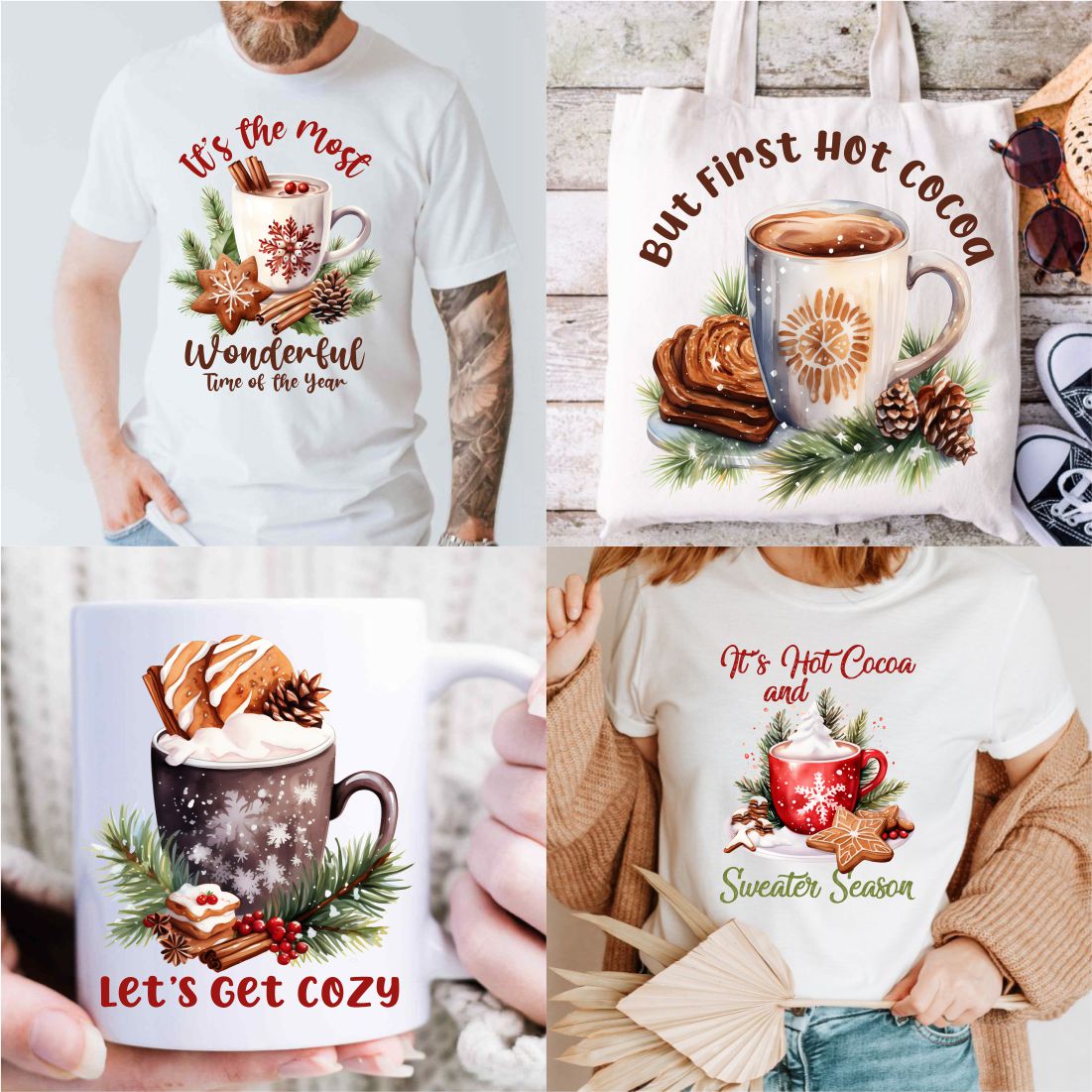 Christmas Hot Cocoa Sublimation Designs Bundle cover image.