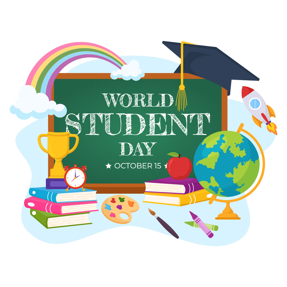 12 World Students Day Illustration preview image.