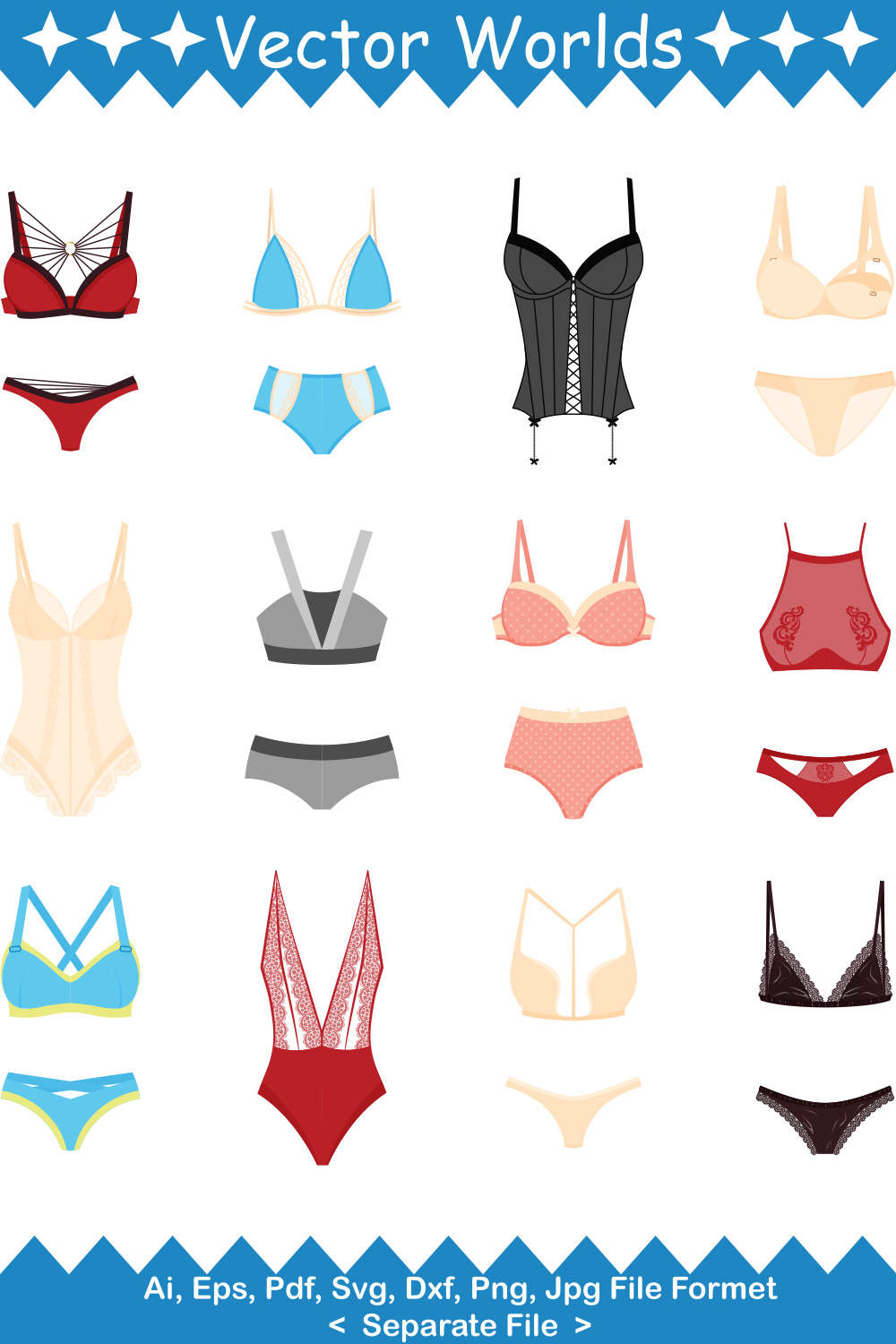 Woman underclothes SVG Vector Design pinterest preview image.