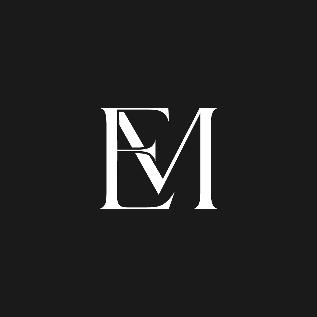 E & m / em logo initial vector mark. initial letter e & m em posters for  the wall • posters m, wedding, vector | myloview.com