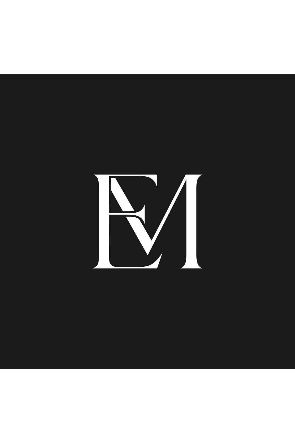 EM logo Design pinterest preview image.