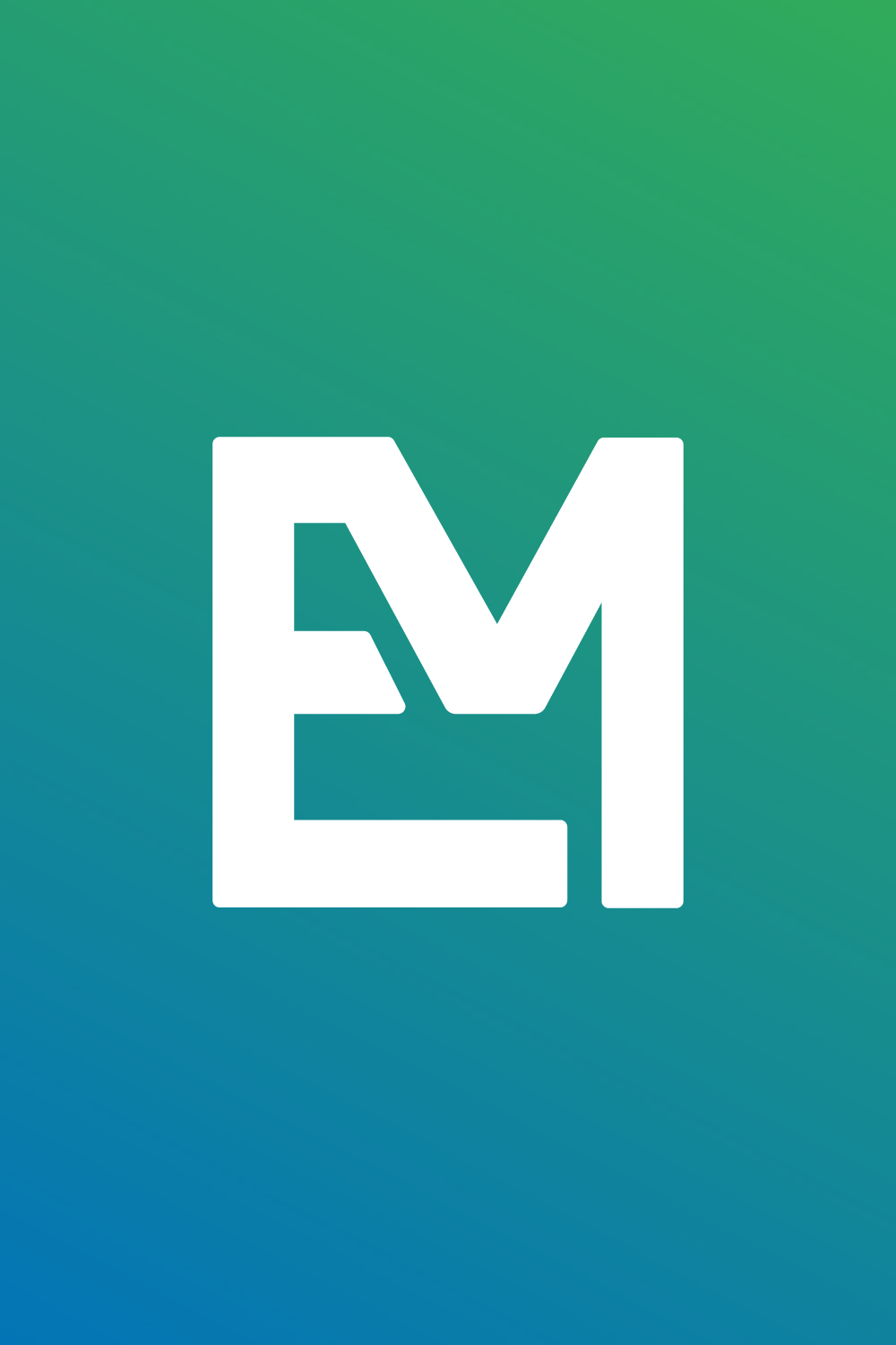EM logo design pinterest preview image.