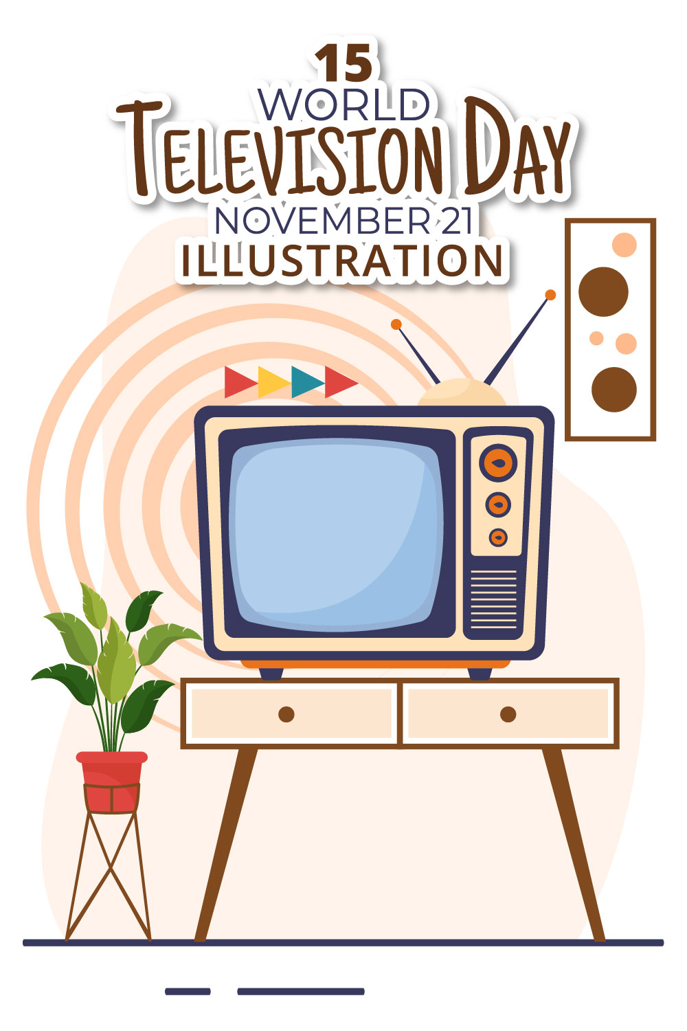 15 World Television Day Illustration pinterest preview image.