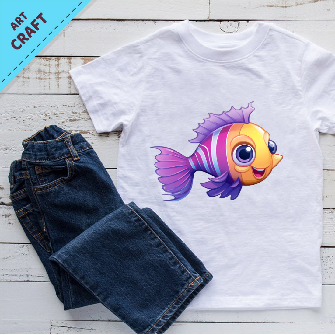 Bundle of cute fish stickers Clipart preview image.