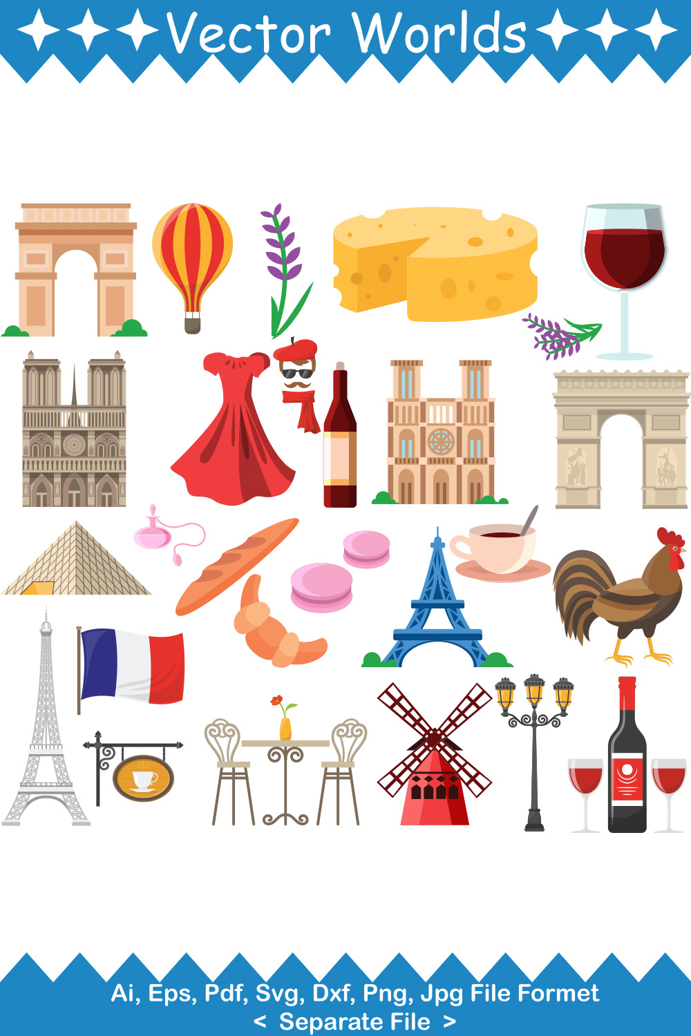 France Country Symbol SVG Vector Design pinterest preview image.