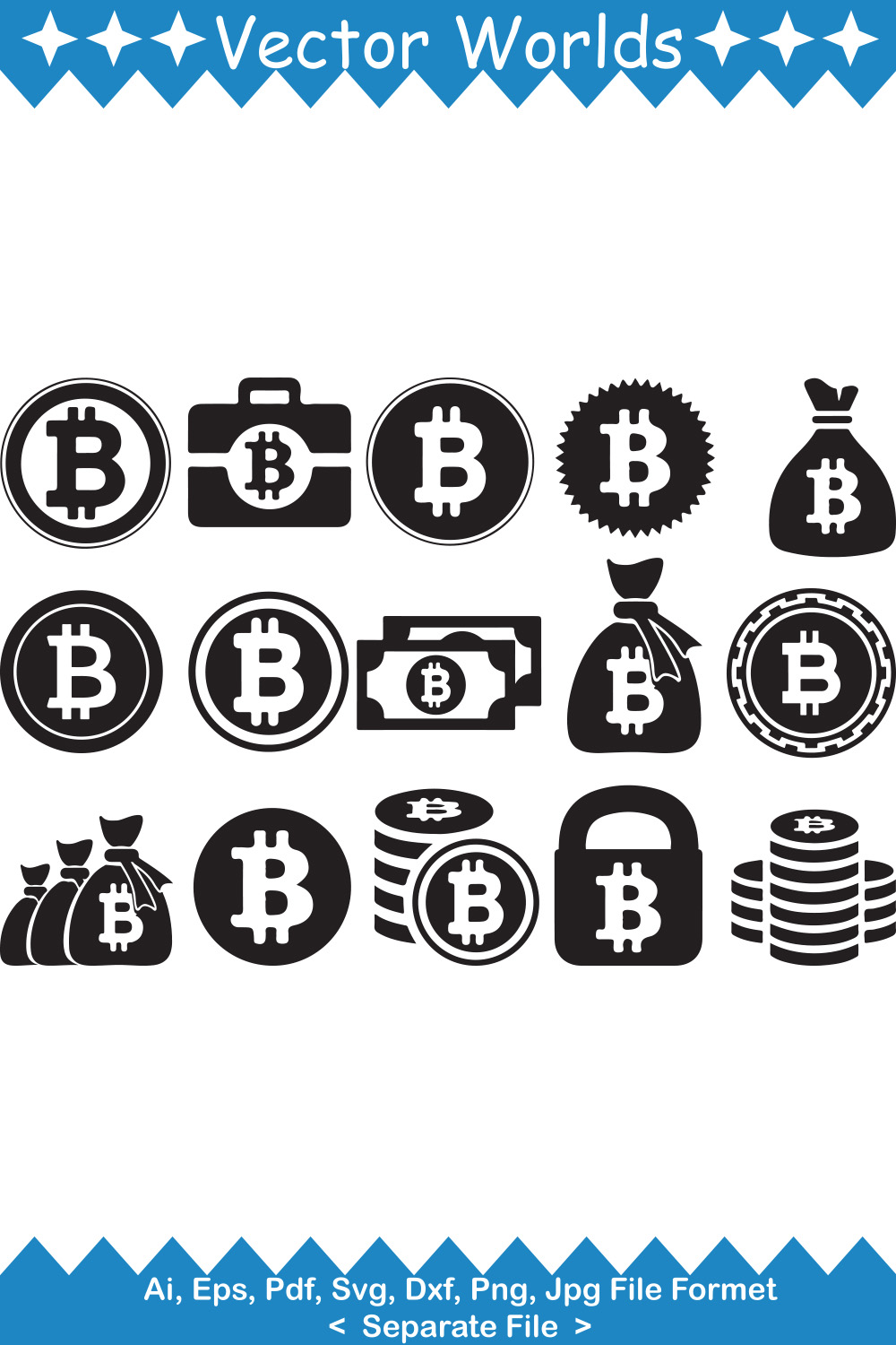 Bitcoin SVG Vector Design pinterest preview image.