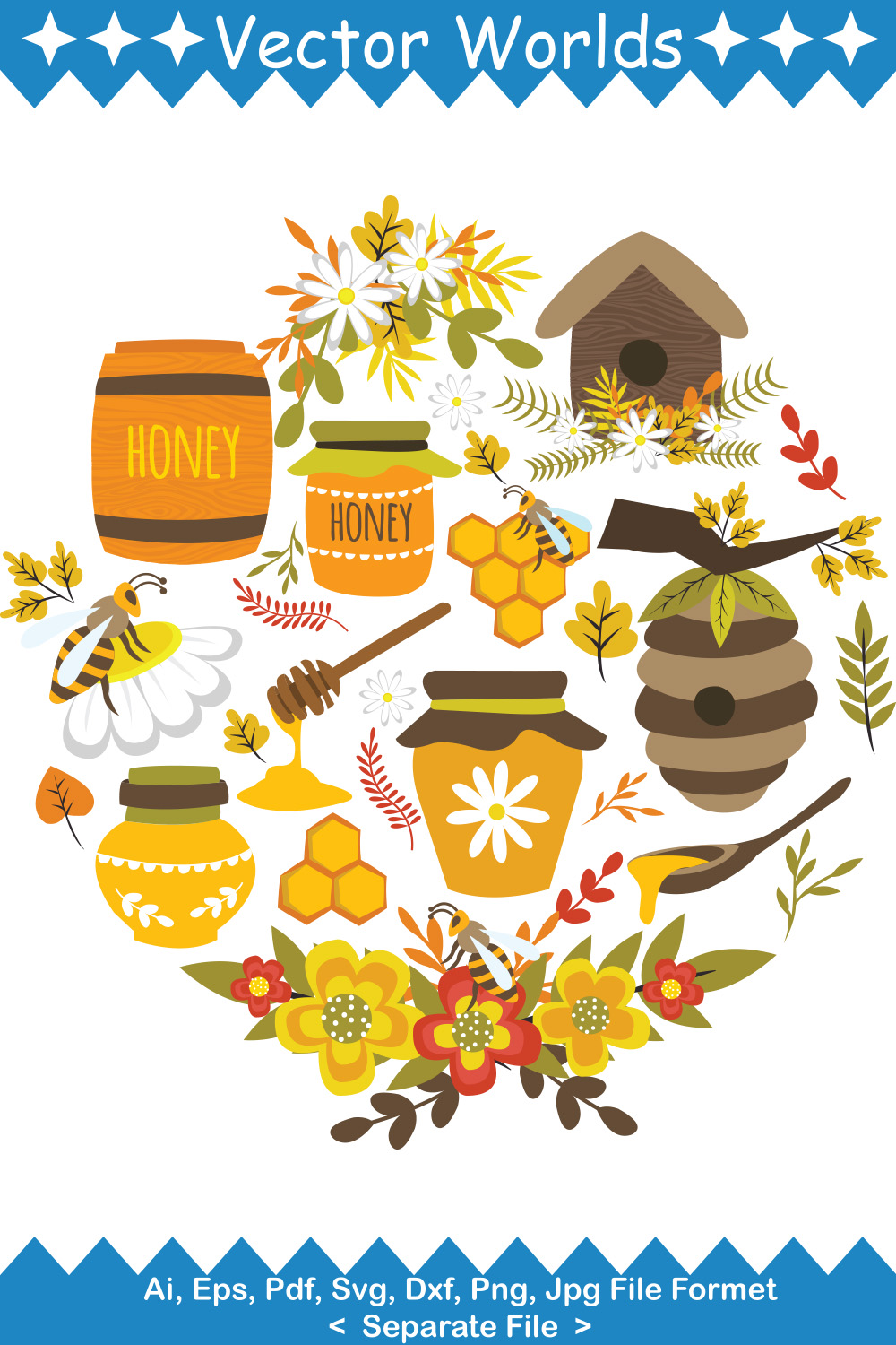 Honey SVG Vector Design pinterest preview image.