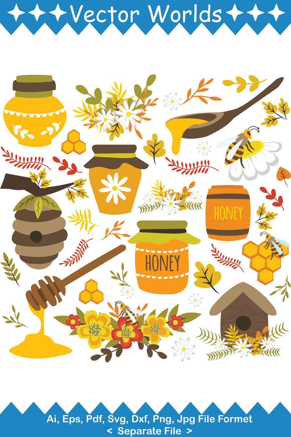 Honey SVG Vector Design pinterest preview image.